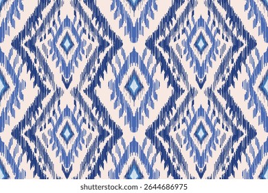 Seamless traditional ikat pattern with earthy tones in geometric and tribal-inspired design. Ideal for textiles, wallpapers, and ethnic-themed projects.