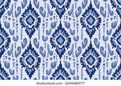 Seamless traditional ikat pattern with earthy tones in geometric and tribal-inspired design. Ideal for textiles, wallpapers, and ethnic-themed projects.