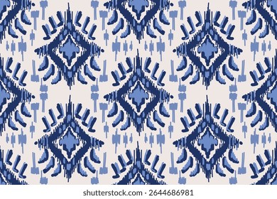 Seamless traditional ikat pattern with earthy tones in geometric and tribal-inspired design. Ideal for textiles, wallpapers, and ethnic-themed projects.