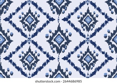 Seamless traditional ikat pattern with earthy tones in geometric and tribal-inspired design. Ideal for textiles, wallpapers, and ethnic-themed projects.