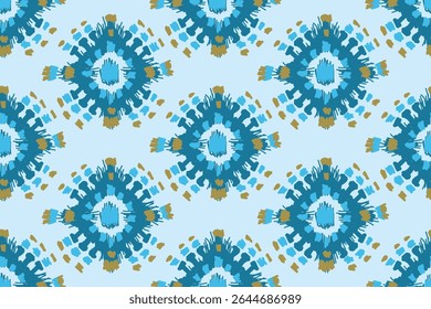 Seamless traditional ikat pattern with earthy tones in geometric and tribal-inspired design. Ideal for textiles, wallpapers, and ethnic-themed projects.