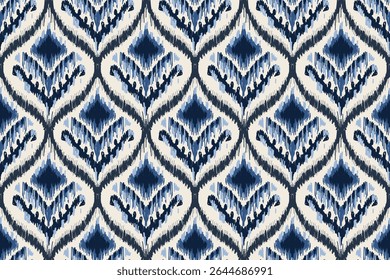 Seamless traditional ikat pattern with earthy tones in geometric and tribal-inspired design. Ideal for textiles, wallpapers, and ethnic-themed projects.