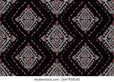 Seamless traditional ikat pattern with earthy tones in geometric and tribal-inspired design. Ideal for textiles, wallpapers, and ethnic-themed projects.