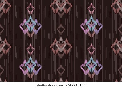 Seamless traditional ikat pattern with earthy tones in geometric and tribal-inspired design. Ideal for textiles, wallpapers, and ethnic-themed projects.