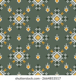 Padrão de ikat tradicional sem costura em design geométrico e inspirado tribal. Ideal para têxteis, papéis de parede e projetos de temática étnica.