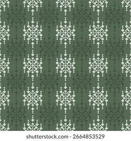 Seamless traditional ikat pattern in geometric and tribal-inspired design. Ideal for textiles, wallpapers, and ethnic-themed projects.