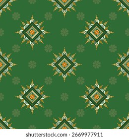 Padrão de ikat tradicional sem costura em design geométrico e inspirado tribal. Ideal para têxteis, papéis de parede e projetos de temática étnica.