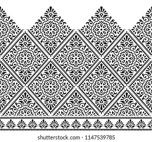 Seamless traditional indian black and white border