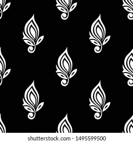 Seamless traditional indian black and white pattern