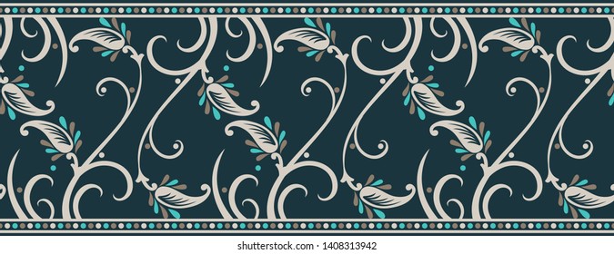 Seamless traditional indian paisley border