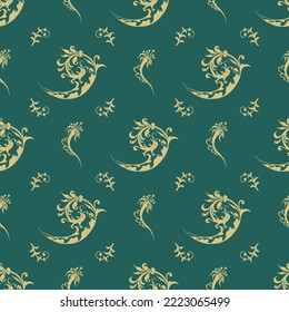Seamless traditional Indian paisley with flower pattern.