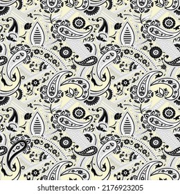 seamless traditional Indian paisley pattern on background