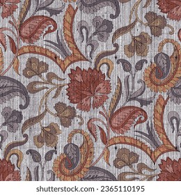 seamless traditional Indian paisley pattern on textures background