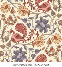 seamless traditional Indian paisley pattern on background