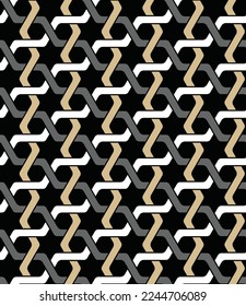 Seamless traditional islamic pattern with stars and hexagons forming a geometric mesh on a black background. Decorative vector illustration for textile, wrapping, print, and web.