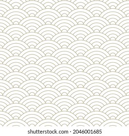Seamless traditional Japanese ornament with geometric waves.Brown color lines. Average thickness lines.