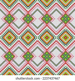 Patrón de mosaico tradicional sin inconfundibles. Estilo étnico. Ilustraciones vectoriales geométricas. Patrón de bordado, diseño para uso en el negocio de la impresión de moda y tela.