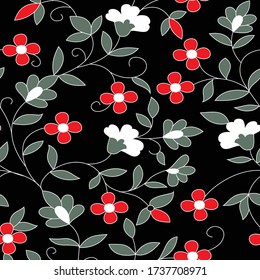 seamless traditional paisley design pattern on black  background