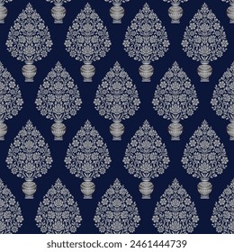  seamless  traditional paisley motif small flower leaf  bunch pattern  background design