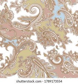 Seamless traditional paisley pattern on vector. Classic seamless paisley background 