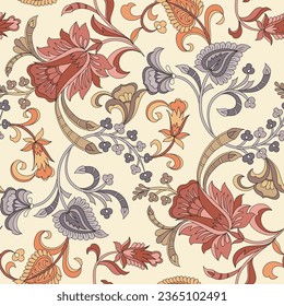 seamless traditional paisley pattern on background