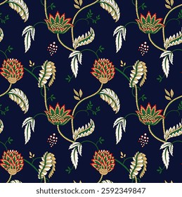 seamless traditional paisley pattern on navy