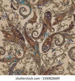 seamless traditional paisley pattern. ornamental paisley print for textile and fabrics