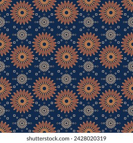 Seamless traditional pattern and block print motif and batik design background. Digital printing textile pattern