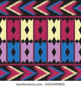 Seamless traditional pattern, colorful geometric shapes. Boho style abstract vector illustration for textures, fabric, clothing, wrapping, decoration.