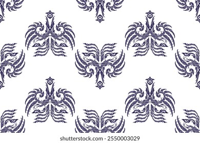 Seamless traditional Thai art floral wing imagery pattern in damask style motifs suitable wrapping cover print for wallpaper, curtain, cloth, blanket, tile, textile and fabric design isolated EPS file