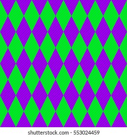 Seamless traditional violet and green rhombus pattern. Vector illustration for your graphic design.