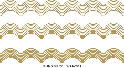 Seamless Traditional Wave Border Pattern Collection in Gold for Textile and Decorative Use