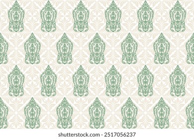 Seamless transition Thai art floral pattern in damask style motifs suitable for wallpaper, curtains, clothing, tiles and fabric design isolated over white background.Find vector in archive eps.