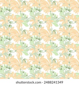Seamless transparent flowered vector pattern