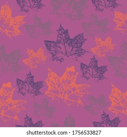 Seamless Transparent Maple Leaves Background. Vector illustration EPS10 Hand painted illustration.