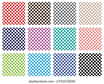 Seamless transparent pattern background, vector checkerboard simulation alpha channel png transparency texture. White and black check red, green, blue, black, grey, pink pattern. Empty template