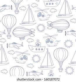 Seamless transportation pattern. Can be used for wallpaper, pattern fills, web page background.