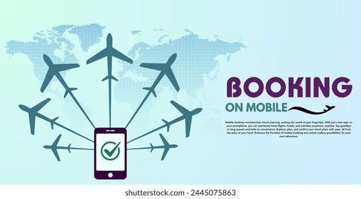Seamless Travel Solutions: Mobile Booking Brilliance, Travel and transportation concept graphic resources
