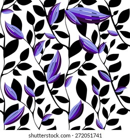 Seamless tree branches leaves. Vector