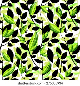 Seamless tree branches leaves. Vector