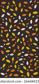 Seamless tree leaf pattern background. Orange, yellow, and white colors. Autumn banner template. Brown leaves backdrop