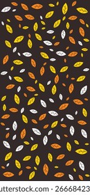 Seamless tree leaf pattern background. Orange, yellow, and white colors. Autumn banner template. Brown leaves backdrop
