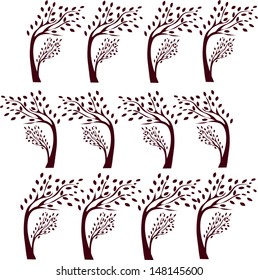 Seamless tree pattern background vector 