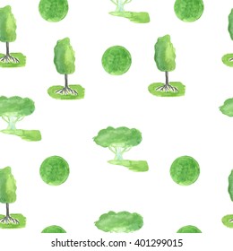 Seamless tree pattern background vector. Watercolor tree.Stock vector