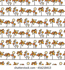 Seamless tree pattern. Background vector line ornament.