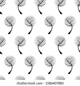 Seamless tree pattern. Hand Drawn nature and ecology theme background. EPS 8