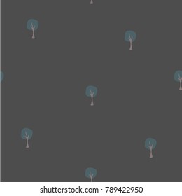 Seamless tree pattern on black. Vector Illustration