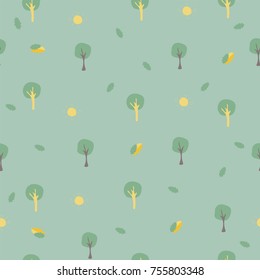 Seamless Tree Pattern for Summer Themes. Vector Illustration