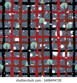 Seamless Tree Pattern for Winter Themes. vector Illustration