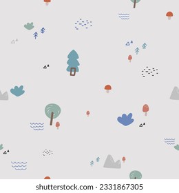 Seamless tree for print, paper, design, fabric, decor, gift wrap, background. Vector illustration